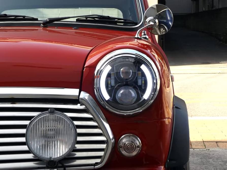 LEDプロジェクターヘッドライト クラシックミニ用 Amazon | ローバーミニ用 LEDプロジェクターヘッドライト ブラック