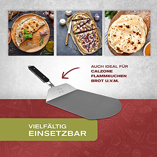 Pizzaschieber Edelstahl für den Grill & Ofen, Pizzaschaufel mit praktischen Einklapp-Griff zum einfachen Verstauen