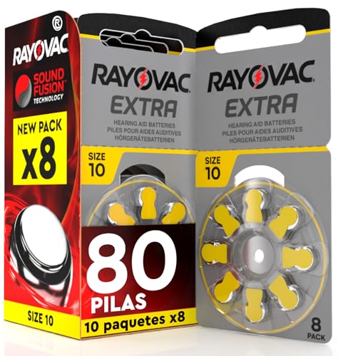 80 Pila para Audífonos Rayovac Extra 10. 10 Pack de 8 Unidades Baterías de Audífono