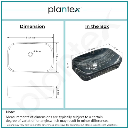 Image of Plantex Tabletop Basin for Bathroom /Ceramic Marble Wash Basin /Rectangle Countertop Hand Washbasin for Home /Office (21.5x14x5 Inch - Marble Finish)