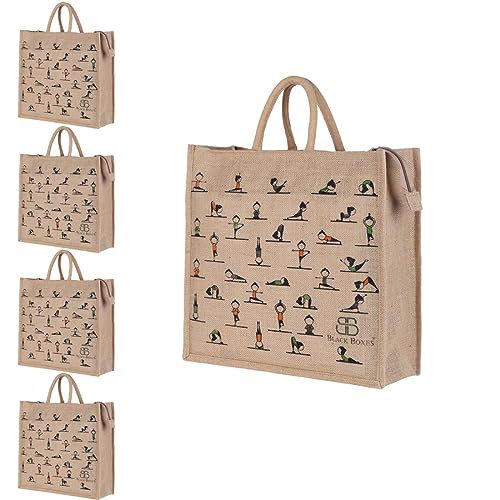 Image of BLACKBOXES Big Eco Cotton Jute Shopping Bags for Carry Milk Grocery fruits Vegetable with Reinforced Handles jhola Bag - Kitchen Essential