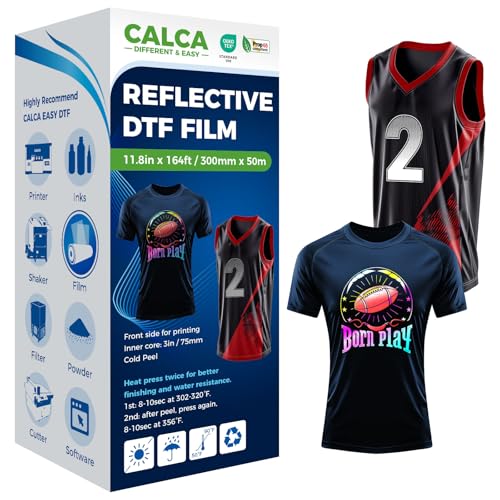 CALCA Filme de transferência DTF refletivo 30 x 50 m cor sólida rolo de transferência DTF reflexivo,