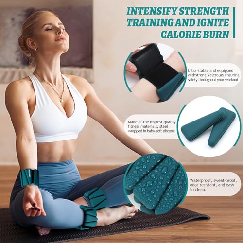Image of BECOJADDE Ankle Weights Set of 2 (1 lb /2 lb /3 lb Each) Adjustable Wrist Weights for Women Men Wearable Arm Leg Weight for Pilates, Running, Walking, Workout, Yoga