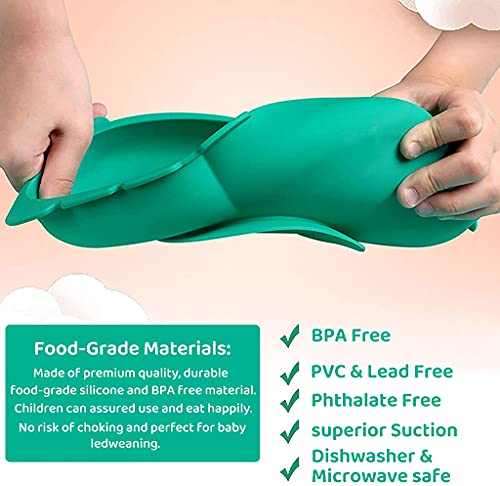 Image of SNOWIE SOFT Suction Plates for Baby, Toddler Divided Dish, Kids Silicone Plates Fits Most Highchair Trays, Microwave Dishwasher Safe, BFA Free