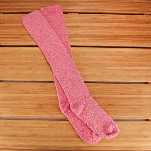 Image of BambooMN Women's Fuzzy Knee High Socks - Polka Dots and Solid Colors - 2 Sizes - 1 Pair Pack