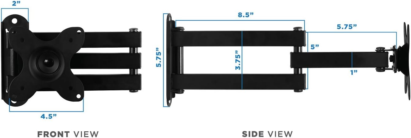 Technical dimensions of the Mount-It! MI-2041 wall mount