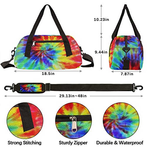 Rainbow Tie Dye Kids Duffel Bag for Girls Boys Teens, Rainbow Oil Painting Dance Bag Overnight Small Duffel Bag Carry On Weekend Sports Gym Travel Bag for School Practice Gymnastics Ballet4