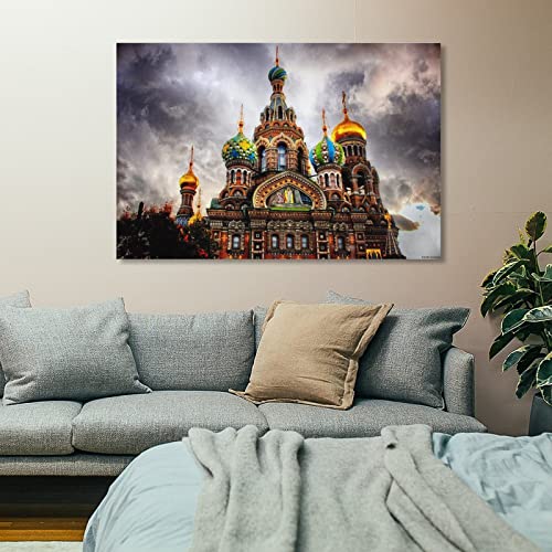 Russia St. Petersburg Posters, Buildings, Religious Cathedrals, Religious Art Posters (2) Wall Art Paintings Canvas Wall Decor Home Decor Living Room Decor Aesthetic 08X12Inch(20X30Cm) Unframe-Style #TOP6