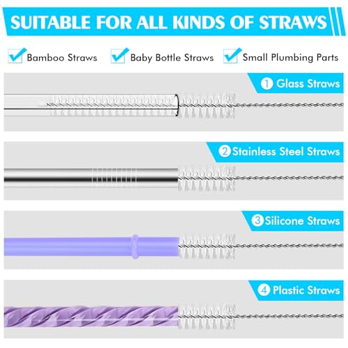 Image of Straw Cleaner Brush for Stanley Extra Long 12 in, 10PCS Wide 10mm Diam Straw Brushes for 40 /30 /20 oz Stanley Mug, Extra Long Straws Cleaning Brush for Tubes, Water Cup
