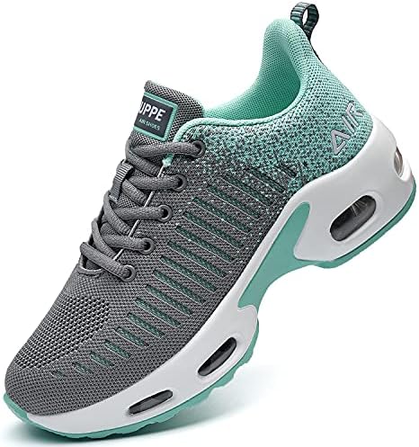 QAUPPE Womens Fashion Lightweight Air Sports Walking Sneakers Breathable Gym Jogging Running Tennis Shoes (Grey US 10 B(M)