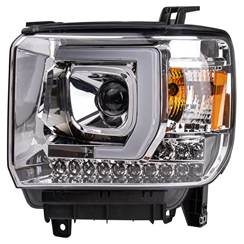 Image of TRQ Performance Driver and Passenger Side Headlight Assembly 2 Piece Set Chrome Housing Compatible with 2014-2015 GMC Sierra 1500 2015-2019 GMC Sierra 2500HD /3500HD