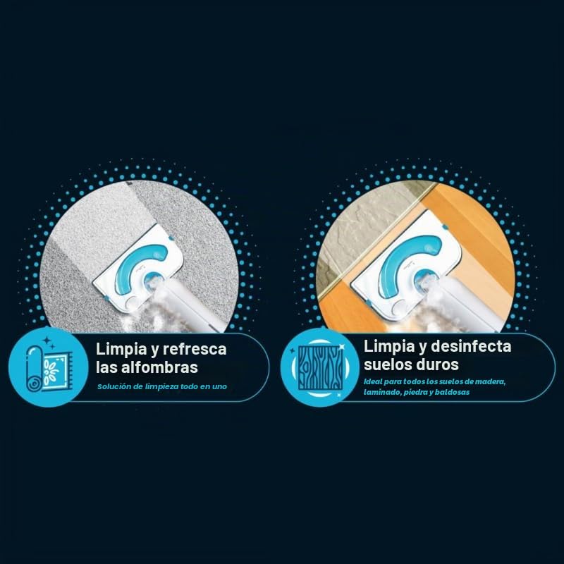 Fregona de vapor de 1300 W – Cabezal articulado – VENTEO – Vapor continuo – Sistema doble depósito de agua/detergente – Uso interior y exterior
