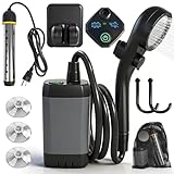 Portable Shower for Camping with Immersion Water Heater, 6000mAh Rechargeable Camping Shower Pump with Intelligent LED Display, Outdoor Camp Shower Pump for Hiking, Traveling, Car Washing, Pet Bath