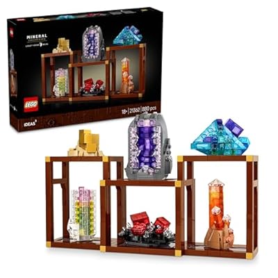 LEGO Ideas Colección de Minerales - Kit de Maquetas para Adultos con Elementos de Cristal Inc. Amatista Flourita y Cuarzo Mandarina y 3 Soportes - Regalo DIY para la Decoración del Hogar 21362