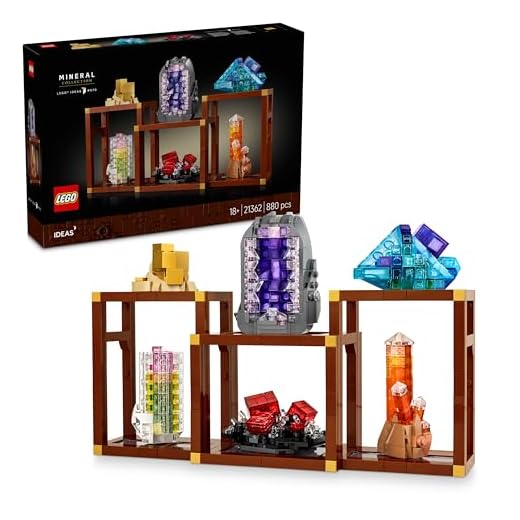 LEGO Ideas Collezione di Minerali - Costruzioni per Adulti - Modellino da Esposizione con Elementi di Cristallo tra cui Ametista, Fluorite e Quarzo, 3 Supporti - Regalo Fai Da Te - Arredo Casa 21362