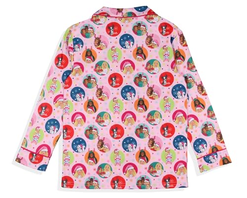INTIMO Barbie Girls' Christmas Characters FALALALA Santa Snowflake Sleep Pajama Set4
