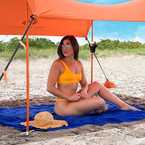 Red Suricata Family Beach Tent & Beach Canopy & 2 Beverage Holders Bundle - Upf50 Uv Sun Shade Shelter (Large, Orange) #TOP4