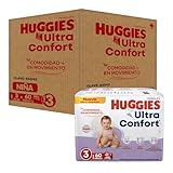 HUGGIES UltraConfort Pañal Desechable para Bebé, Etapa 3, Niña, Caja con 180 Piezas, Ideal para Bebés de 7 a 10 kg
