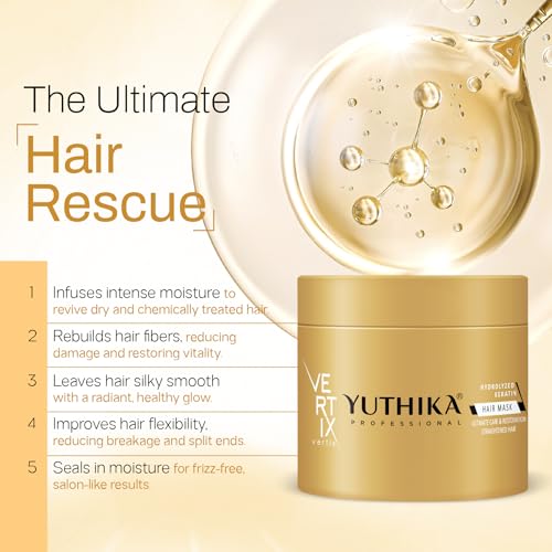Image of Yuthika Professional Vertix Hydrolyzed Keratin Hair Mask for Women & Men (500ml), Deep Nourishment & Strengthen Dry & Damaged Hair