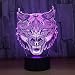 Produktbild Heftige Tischlampe Des Wolf-3D Führte 7 Farbänderndes Nachtlicht 3D, Kind-Baby-Schlaf-Beleuchtungs-Fernsteuerungsnoten-Schalter, Bestes Geschenk