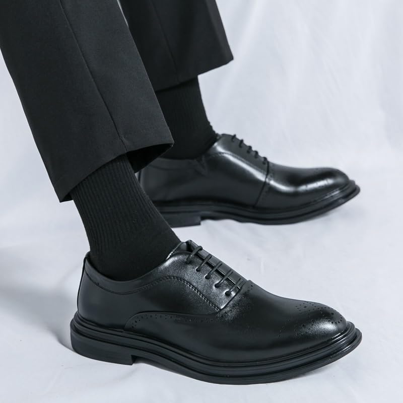Mens Oxford Dress Shoes Leather Lace Up Pointed Toe Anti Slip Prom Party Formal Business Shoes Classic Style Comfortable Fit3