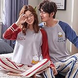 Longitud: pantalones cortos XFLOWR Conjuntos de Pijamas para Mujeres, Ropa a Juego para Hombres y Mujeres, Conjunto de Pijamas de Primavera para Parejas, 100% algodón, 2 Piezas, Pijamas con Estampado de Ropa de Estar, XL Wowen