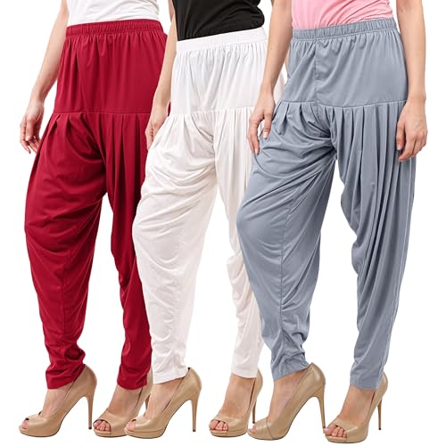 Image of Buy That Trendz Patiyala Pants for Women 3 Combo Patiyala Salwar Harem Viscose Bottoms Pants for Womens