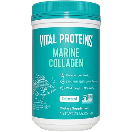 Vital Proteins Marine Collagen Peptides Powder Supplement for Skin Hair Nail Joint - Hydrolyzed Collagen - 12g per Serving - 7.8 oz Canister