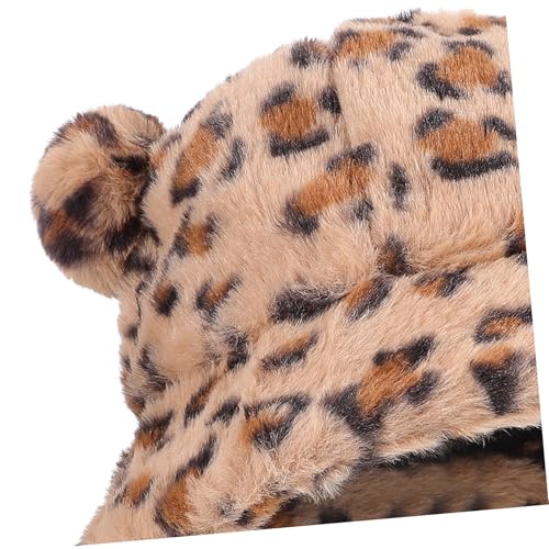 Fashionable Little Bear Ears Plush Hat for Women Warm Winter Bucket Hat with Windproof Design for4
