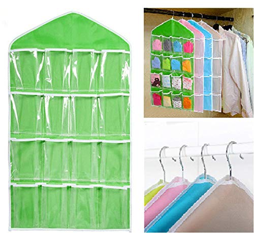 Popetpop Socks Bra Rack Hanger Organizer Hanging Pockets Over The Door: 16 Clear Pockets Hanging Closet Storage Bag Shoe Underwear Sock Bra Organizer Underwear Sock Storage Organizer #TOP1