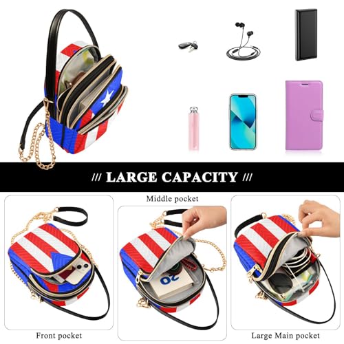 Image of Patriot Flag Cell Phone Purse Crossbody Handbag Durable Shoulder Bag Sturdy Travel Pouch