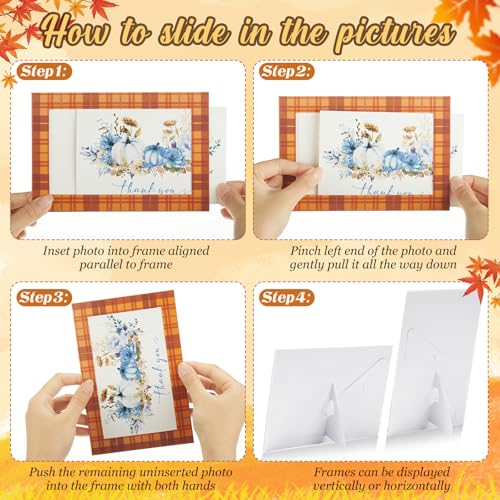 Image of 50 Pack Paper Photo Frame Cards, Fall Plaid Western Frames | Patriotic Plaid Designs for Camping Classroom, Beach Party, Fits 4x6 Pictures, Includes Envelopes and Foldable Stands