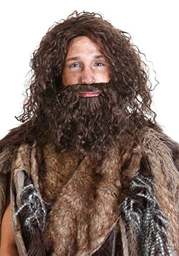 Caveman beard and wig set postiche homme des cavernes avec barbe et perruque brune - 2