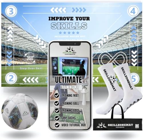 SkillZone Soccer Training Mat with Ball – Dribbling & Footwork Tr...