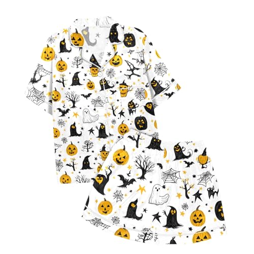 Girls Halloween Outfit Printed Round Neck Top and Shorts Set Comfortable Everyday Wear for Toddler Kids Ages 2 to2