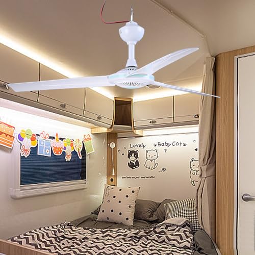 Ventilateur de plafond 12V CC suspendu 3 feuilles pour site isolé - 3