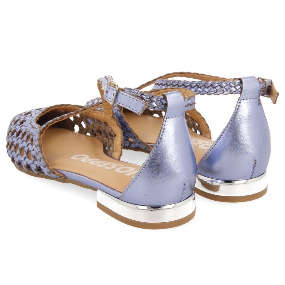 GIOSEPPO Ballerine in Pelle Blu con INTRECCI per Donna LESKOVIC