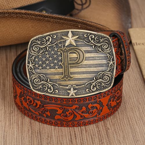 Image of Western Belt Buckle for Men Women Initial Letter A to Z Cowboy Belt Buckle Texas Buckle hebillas vaqueras para hombre