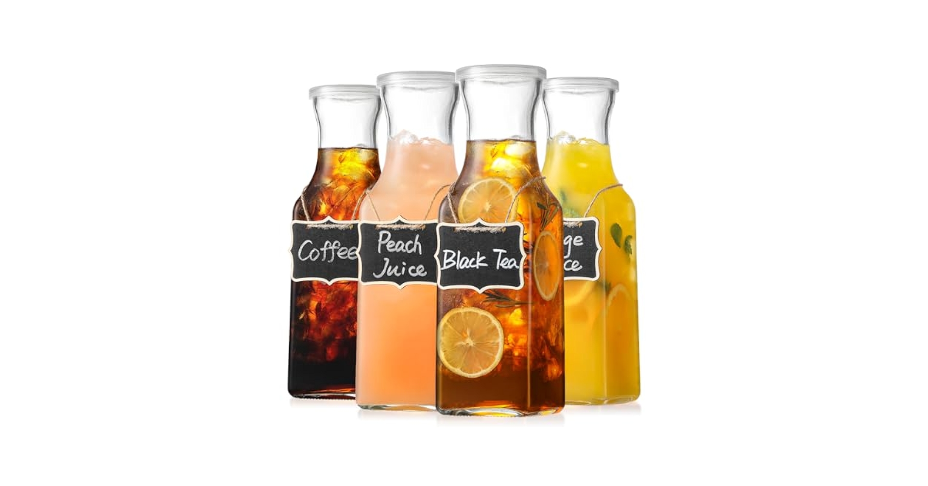 Amazon.com: Set of 4 Square Glass Carafe with Lid, 1 Liter