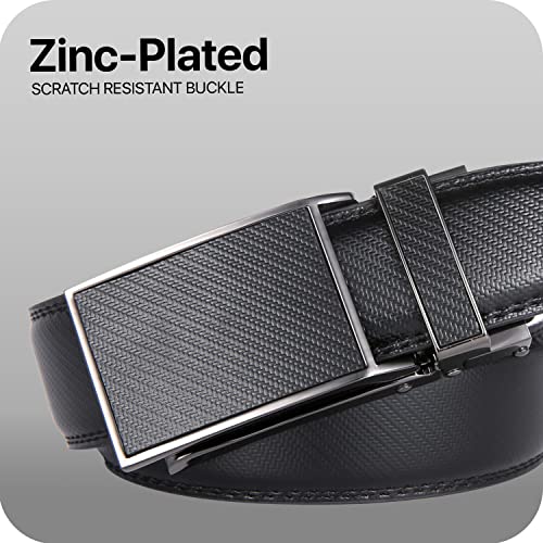 Image of Marino Avenue Ratchet Belt for Men. Adjustable Leather Dress Belt with 38 Easy to Click Into Place Ratchet Closures.