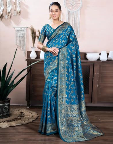 Image of Women's Kanjivaram Soft Silk Banarasi Saree With Blouse Piece | Banarasi Sari For Women | Saree with Blosepiece