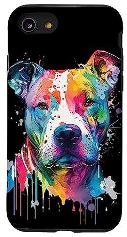 Colorful Pit-bull Terrier Dog Love-r Dad Mom, Boy Girl Funny Case for iPhone SE (2020) / 7 / 8