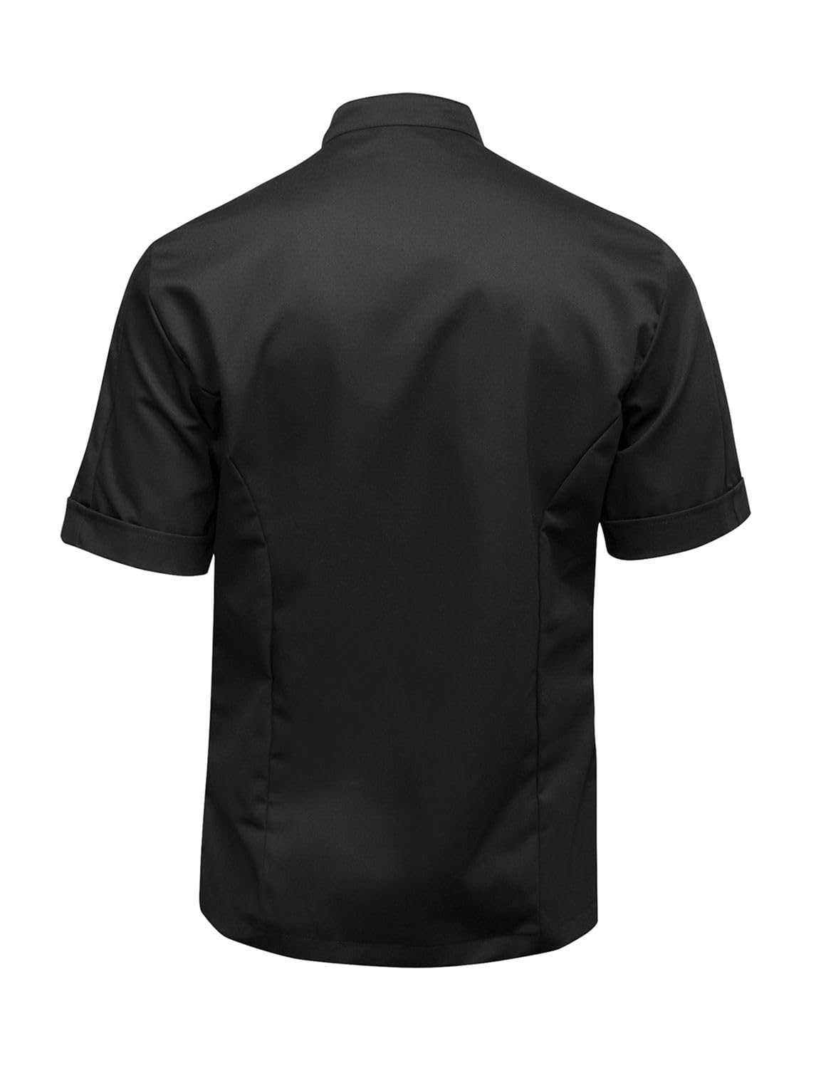 strongAnt Chaqueta de Chef para Hombre Slim Fit Stretch con Botones de presión, Chaqueta de Panadero - Manga Corta - Negro, L