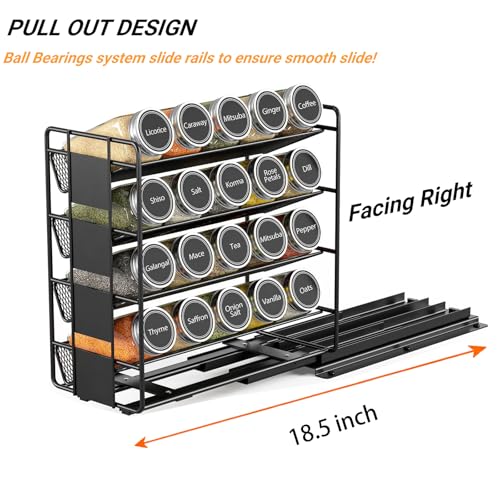 Pull Out Spice Rack for Inside Cupboard Organiser 4 Tier Sliding Spice Rack/Seasoning Organiser for Jars,Metal Seasoning Bottles and Condiment Holder Kitchen Essentials Cabinet Storage(Facing Right) - Cosy Home Interiors Pull Out Spice Rack for Inside Cupboard Organiser 4 Tier Sliding Spice Rack/Seasoning Organiser for Jars,Metal Seasoning Bottles and Condiment Holder Kitchen Essentials Cabinet Storage(Facing Right) - Image 2