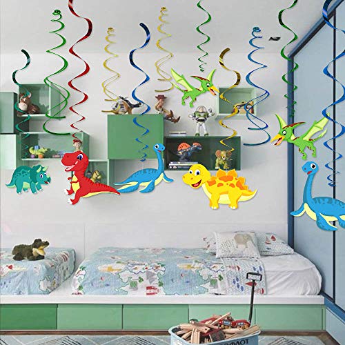 30 Ct Dinosaur Hanging Swirl Decorations - Dinosaur Themed Baby Birthday Party Supplies Ornaments for Baby Shower Boy's Birthday Decoration