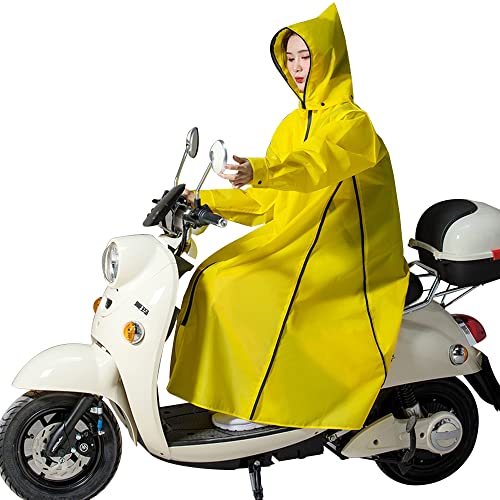 Kapuzen Langer Regenmantel Erwachsene Damen Herren Eva Regenponcho Leichte Wiederverwendbare wasserdichte Regenjacke für Camping Wandern Radfahren Motorradfahren (Color : Gelb, Size : 3XL) Cover