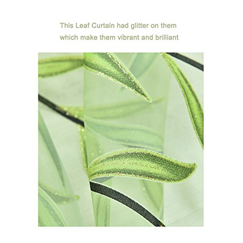 Ufurty Rely2016 2 Pieces Willow Window Curtain Voile Tulle Room Salix Leaf Sheer Gauze Curtain Voile Panel Drapes Curtain Green Color For Living Room, Bedroom, Balcony (100 X 270Cm) #TOP4