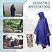 Plus Size Rain Poncho with Hood and Reflective Stripes, Big and Tall Rain Poncho, Ideal as Rain Ponchos for Adults Plus Size, Extra Large Poncho for Outdoor Activities, Blue