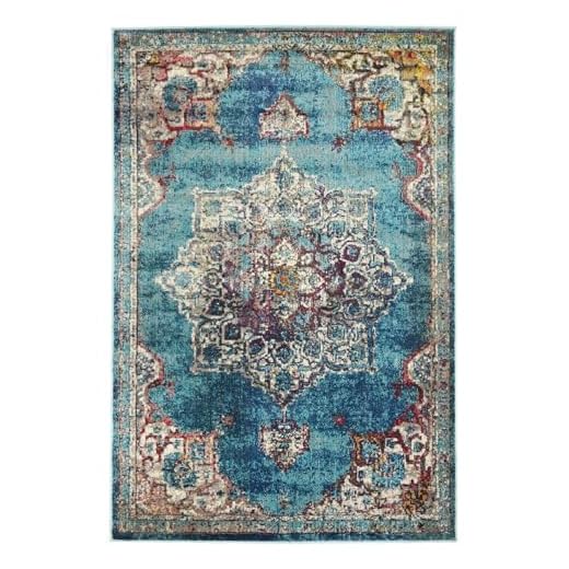 RugVista, Balmoral, Matta, Kort Lugg, 200 x 300 cm, Rektangulära, Modern, Oeko-Tex Standard 100, Polypropylene, Hall, Sovrum, Kök, Vardagsrum, Petrol Blå, Flerfärgad