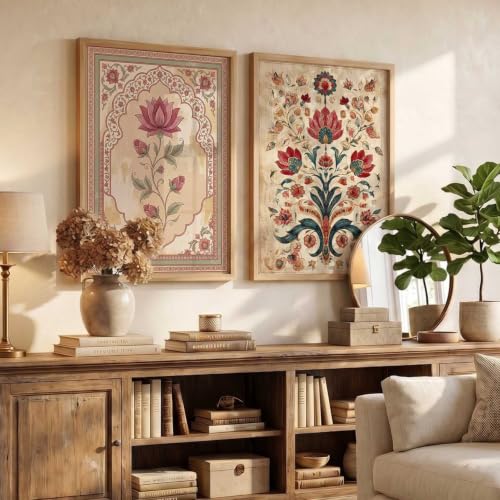 Image of HOTHOUSE Madhubani Art Wall Painting Traditional Home Decoration With Frame For Living Room Bed Room Hotel Wall Decor Digital Reprint Set of 2 (13X17 inch)